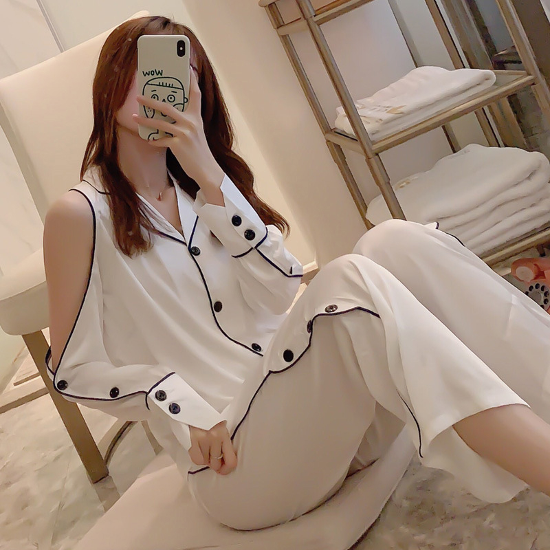 2021julys song fashion white shirts pants homewear elegant turn-down collar long sleeve sleepwear spring summer pajamas women, Black;red
2021julys song fashion white shirts pants homewear elegant turn-down collar long sleeve sleepwear spring summer pajamas women, Black;red