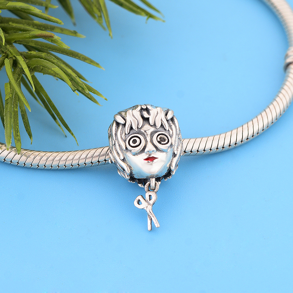 Fit Original Brand Charm Bracelet Authentic 925 Sterling Silver TV Character Scissor Hand Boy Barber Beads For Making Berloque