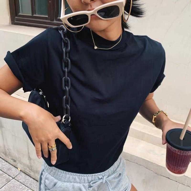 Yedinas Summer 100% Cotton T Shirt Oversized Korean Short Sleeve T-shirts Basic Couples T-shirt Solid Color Plus Size Tops Tee 210527