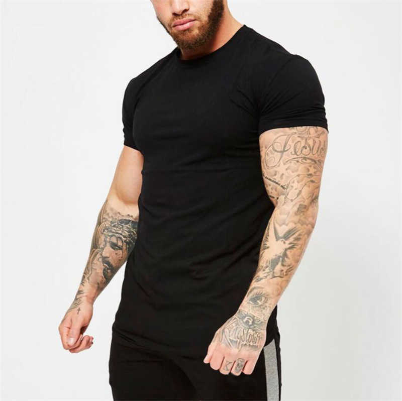 Summer Fashion Solid Short Sleeve T Shirt Men Fitness Clothing Cotton O-neck Silm Fit Casual T-shirts plus size M-2XL 210629