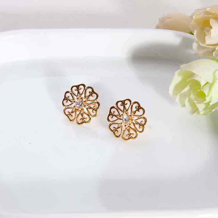 Charms Ear Stud Clip Rings Diamond Inlaid Gold Pearl Set 6-piece Round Court Combination Female Accessories