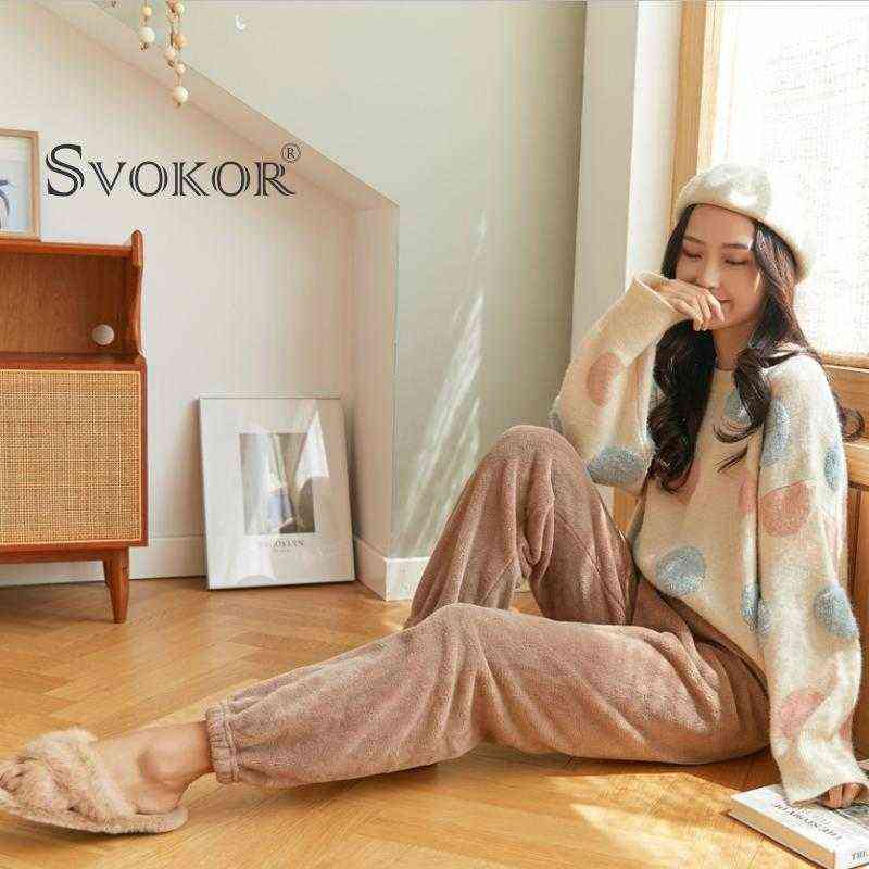 SVOKOR Warm Fleece Pants Women's Casual Home Trousers Coral Loose Comfortable Plush Autumn Winter Female Clothes 211115