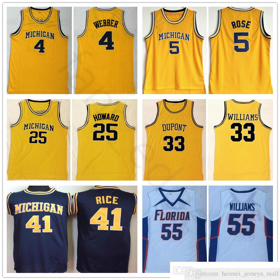 NCAA Michigan Wolverines College 5 Jalen Rose 41 Glen Rice 4 Chris Webber 25 Juwan Howard 33 Jason Williams Florida Gators Basketball Jersey, Black
NCAA Michigan Wolverines College 5 Jalen Rose 41 Glen Rice 4 Chris Webber 25 Juwan Howard 33 Jason Williams Florida Gators Basketball Jersey, Black