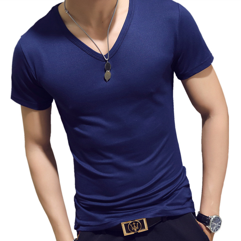 Summer solid Basic men's T-shirt Korean version of slim fit Simple short sleeve Outdoor street fashion