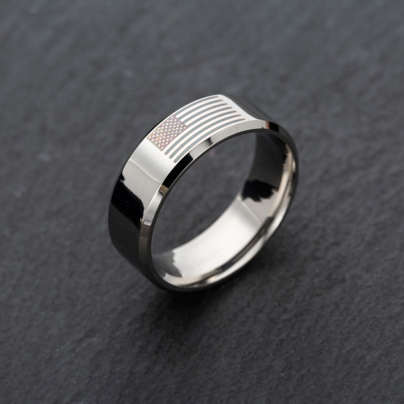 8MM Creative Stainless Steel USA Flag Ring for Men Women Party Sport Rings Top Quality No Fade Color Full Size Free Shipping