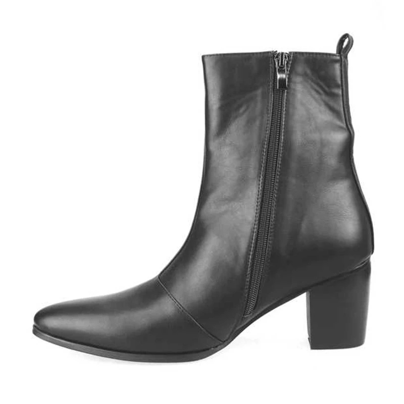 2021 Autumn Winter High Heels Man Boots High Quality Genuine Leather Waterproof Zipper Shoes Suede Comfortable Chelsea Boots Men