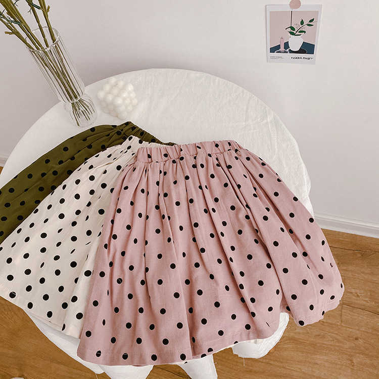 spring cotton wave point princess skirt children's dot skirt children cloth toddler girl clothes 210701