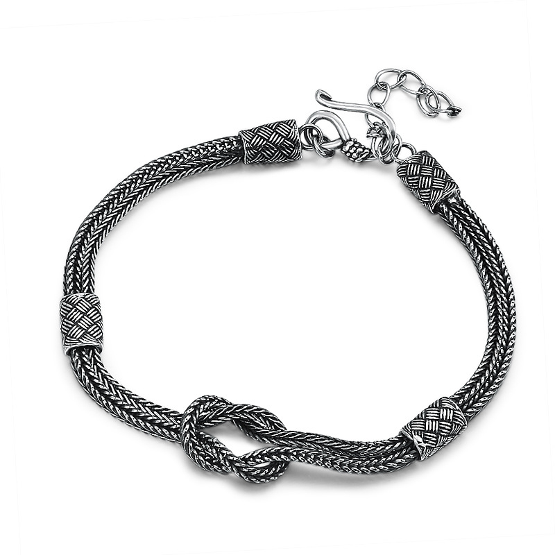 925 Sterling silver foxtail chain bracelets American European antique handmade punk gothic designer luxury jewelry accessories gifts