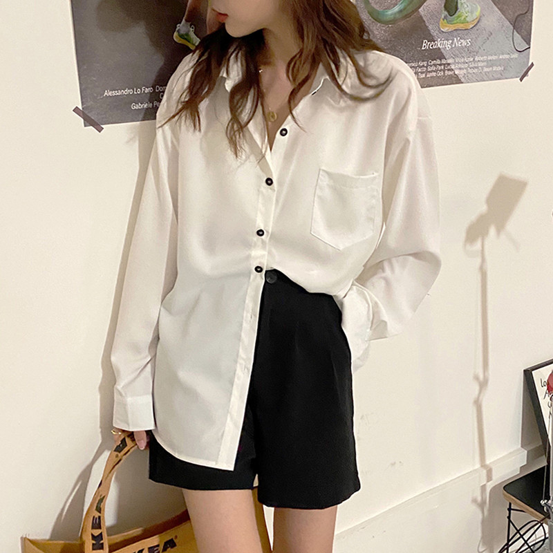 3 colors solid color shirt korean style long sleeve blouses turn down collar womens tops and blouse 2021 (F4049), White
3 colors solid color shirt korean style long sleeve blouses turn down collar womens tops and blouse 2021 (F4049), White