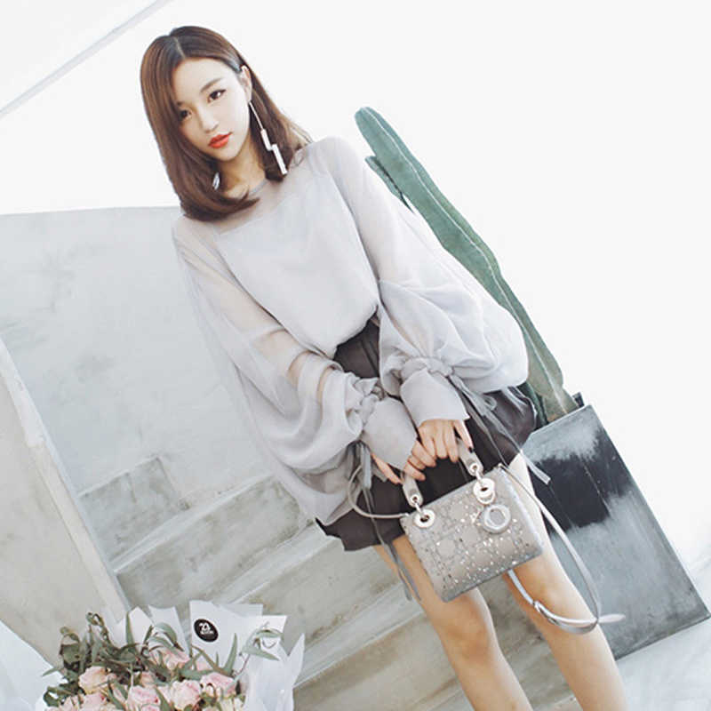Women Mesh Sheer Blouse See-through Lantern Long Sleeve Fashion Transparent gray Shirt Female Blusas 210601
Women Mesh Sheer Blouse See-through Lantern Long Sleeve Fashion Transparent gray Shirt Female Blusas 210601