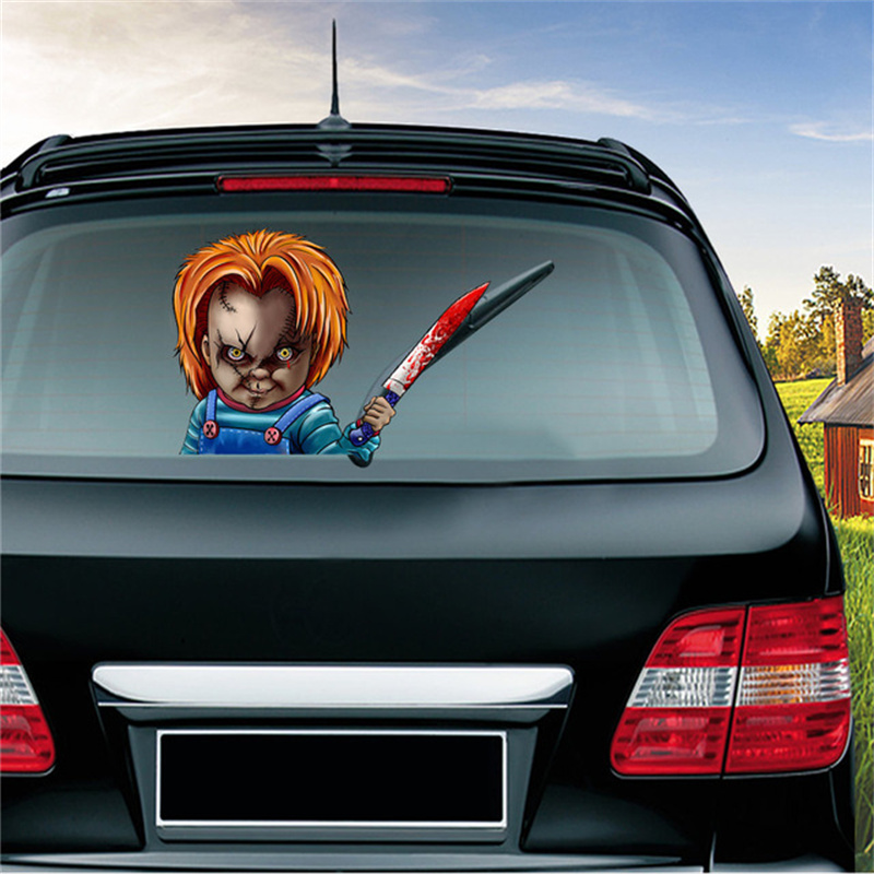 Auto Clown Killer Removable Stickers Horrible Chucky Anna Sticker Death Axe Michael DIY Graffiti Decals For Rear Windshield Wiper Gift Car Decoration 