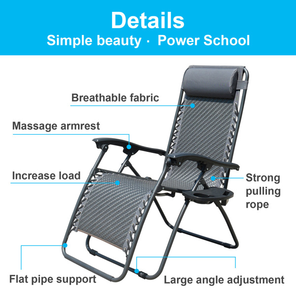 Garden Sets Outdoor Recliner Adjustable Folding Patio Lounge Chair w/Pillows and Cup Holder Trays For Beach Lawn Backyard Pool