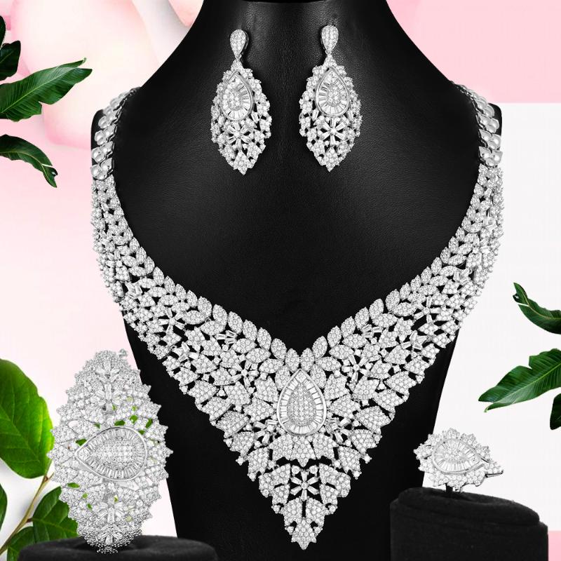 Earrings & Necklace Missvikki Nigerian Bridal Bangle Ring Jewelry Set 4PCS Women Wedding Party Show Gift Accessories, Silver
Earrings & Necklace Missvikki Nigerian Bridal Bangle Ring Jewelry Set 4PCS Women Wedding Party Show Gift Accessories, Silver