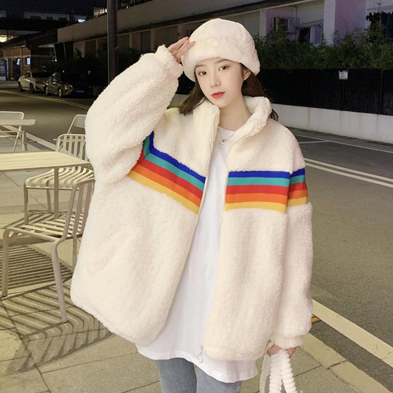 Women's Jackets 2021 Autumn Winter Korean Fashion Elegant Wild Stand-up Collar Rainbow Print Stitching Design Zipper Loose Thick Coat Jacket, Black;brown
Women's Jackets 2021 Autumn Winter Korean Fashion Elegant Wild Stand-up Collar Rainbow Print Stitching Design Zipper Loose Thick Coat Jacket, Black;brown