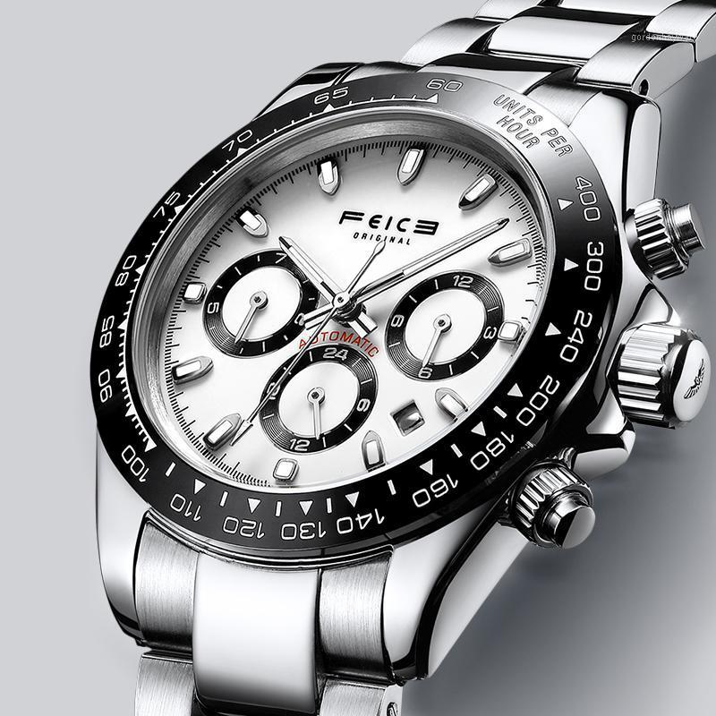 Wristwatches FEICE Automatic Mechanical Men Watch Multifunctional Calendar Wristwatch Stainless Steel Strap Waterproof, Silver
Wristwatches FEICE Automatic Mechanical Men Watch Multifunctional Calendar Wristwatch Stainless Steel Strap Waterproof, Silver