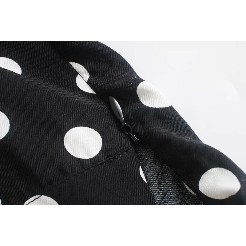 vintage women shirts summer fashion black blouses polka dot casual short dresses square collar girls 210430