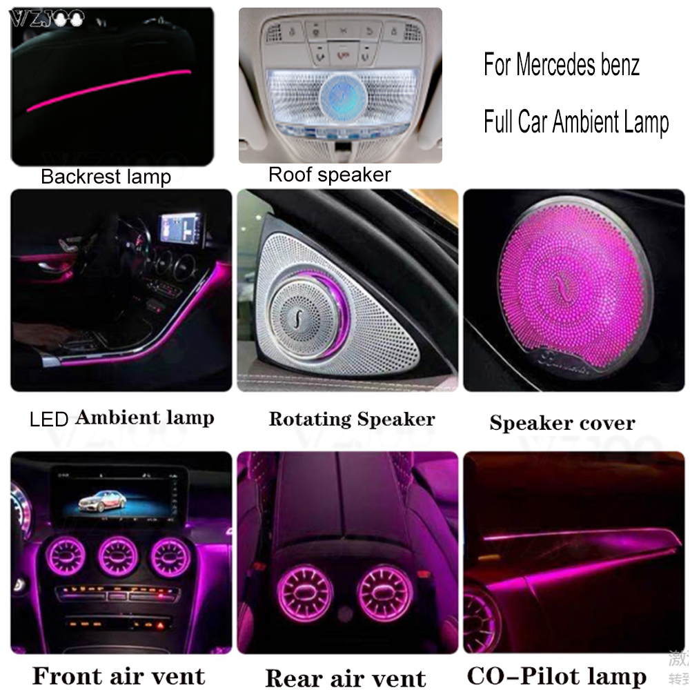 Full Set Car 64 colors Ambient Lamp Turbine Air Vent Rotating Tweeter LED Light for Mercedes benz C/GLC Class W205 X253 2014-2021
Full Set Car 64 colors Ambient Lamp Turbine Air Vent Rotating Tweeter LED Light for Mercedes benz C/GLC Class W205 X253 2014-2021