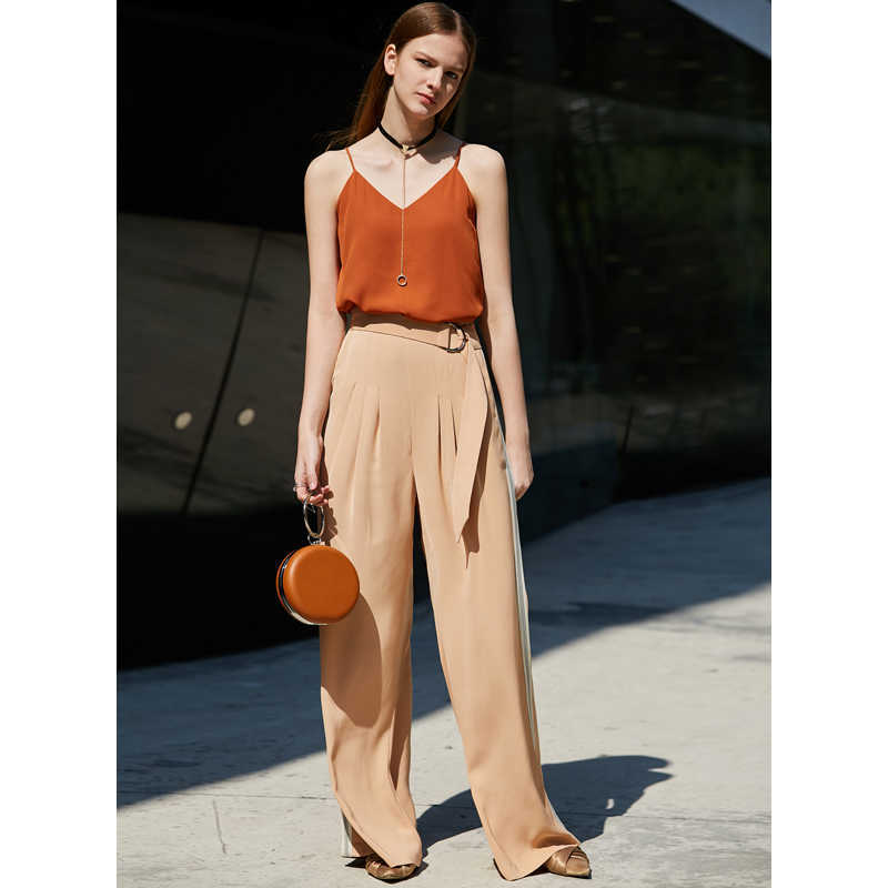 Summer Wide Leg Women's Pants Fashion Patchwork Loose Female Chiffon Long Trousers 11940318 210527