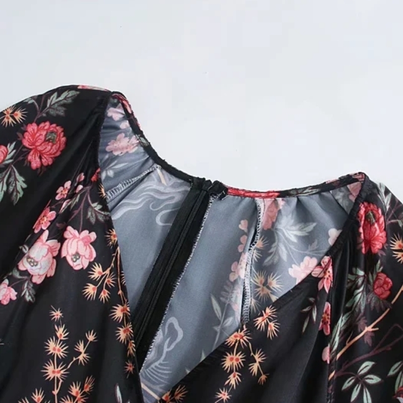 Spring Women Floral Print V Neck Sashes Satin Mini Dress Female Lantern Sleeve Clothes Vintage Lady Loose Vestido D7271 210430