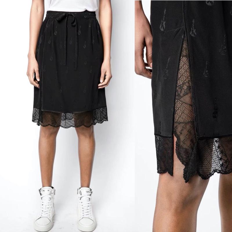 Skirts Women's Black Knee-Length Skirt Guitar Jacquard Lace Trim 100% Silk Elastic Waist Lace-up Ladies
Skirts Women's Black Knee-Length Skirt Guitar Jacquard Lace Trim 100% Silk Elastic Waist Lace-up Ladies