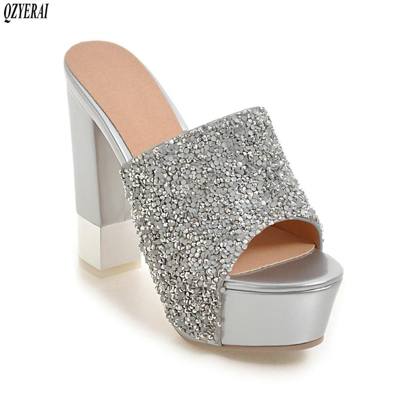 Slippers Spring Summer Patent Leather Women's 12cm Heel High Diamond Flash Sexy Party Shoes Size 34-43, Black
Slippers Spring Summer Patent Leather Women's 12cm Heel High Diamond Flash Sexy Party Shoes Size 34-43, Black