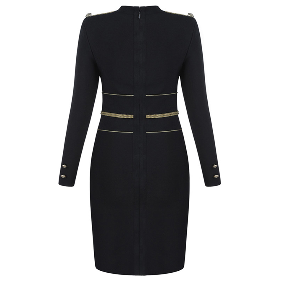 Summer Black Bandage Dress Lady Sexy Long Sleeve Mini Club Vestidos Elegant Celebrity Party 210525