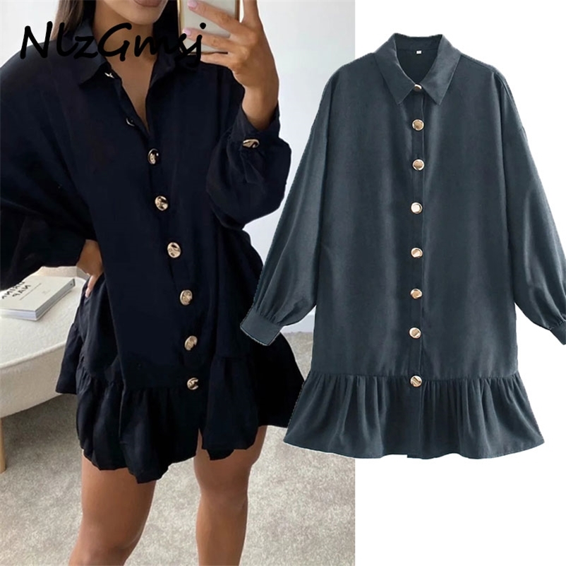 Dres Loose Shirt Mini Vintage French Elegant Long Sleeve Woman Ruffle Buttons Ruched Ladies 210628, As picture
Dres Loose Shirt Mini Vintage French Elegant Long Sleeve Woman Ruffle Buttons Ruched Ladies 210628, As picture