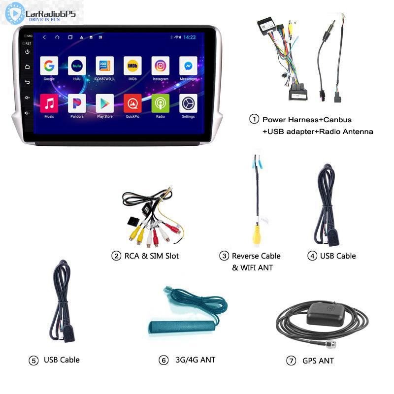 Car DVD Player For PEUGEOT (2008 208)2014-2018 with WIFI GPS Audio Video 4g DSP BT Unique UI Android 10