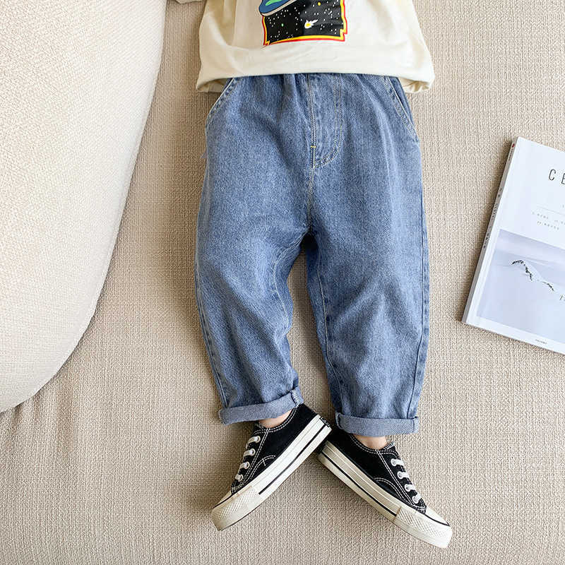 Autumn boys fashion soft denim pants kids children loose patchwork jeans 2-7Y 210708