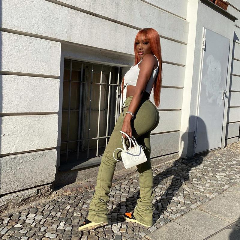 Stacked Leggings Sweatpants Women Baggy Streetwear Woman Pants Trousers Womens Winter Clothes Bottoms Drop 21427X Women's & Capris