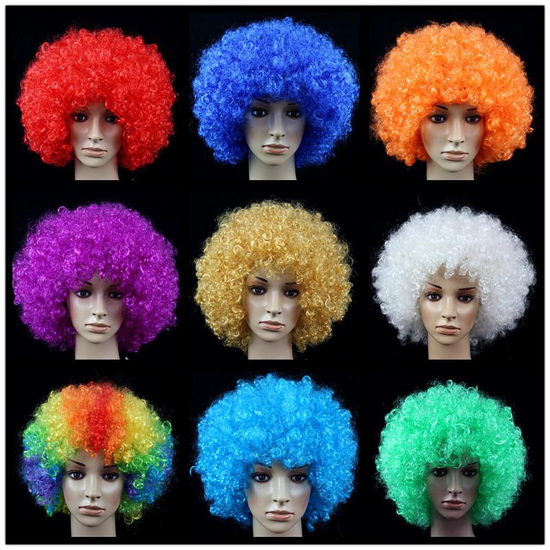 Party Hats Funny Fluffy Wavy Curly Clown Wig Explosive Head For Disco Birthday Christmas Halloween Dress Performance Decor Prop