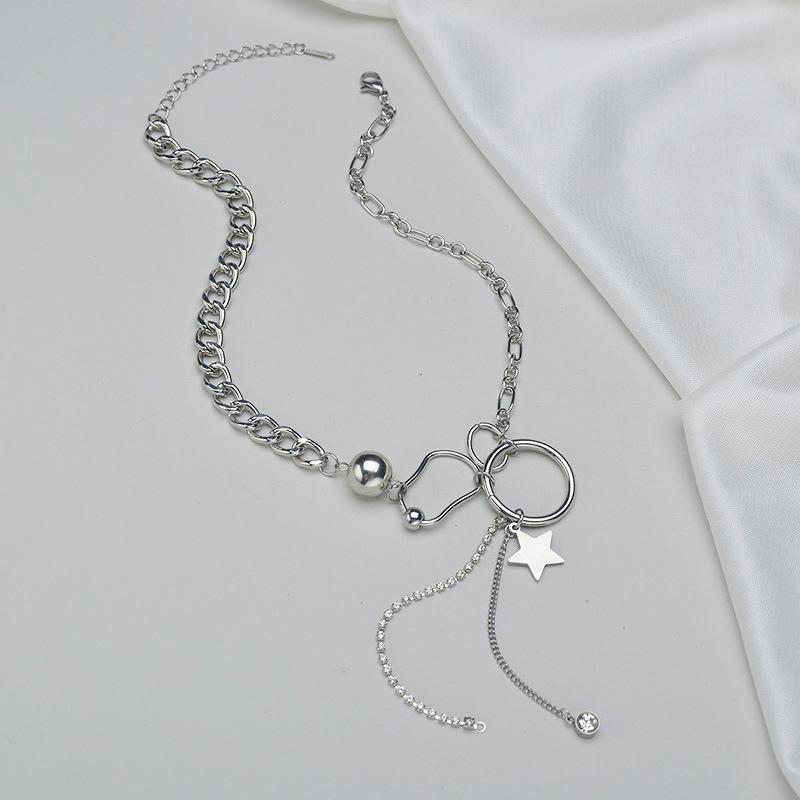 Chokers Arrival Titanium Steel Star Pendant Necklace Splicing Metal Chain Geometry For Women Collar Drop
Chokers Arrival Titanium Steel Star Pendant Necklace Splicing Metal Chain Geometry For Women Collar Drop