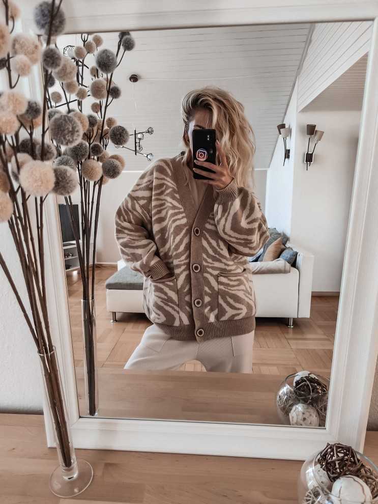 Spring Autumn Oversized Sweater Leopard Cardigan Casual Loose Female Knitted V-neck Jumper Fall Women Clothing 211007