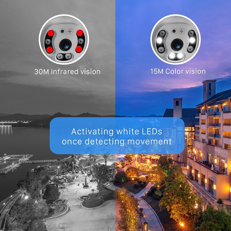Outdoor Waterproof Wifi PTZ Camera HD 1080P 8LEDS IP Camera Wireless Cam with Dual Antenna IR Sensor Speaker Rotation AI Human Detection