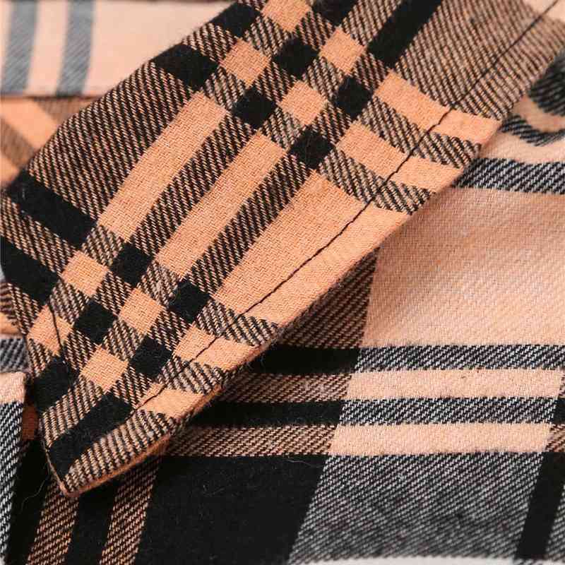 Streetwear Women Plaid Shirts Fashion Ladies Turn Down Collar Tops Causal Female Chic Pocket Cotton 100% Blouses 210430