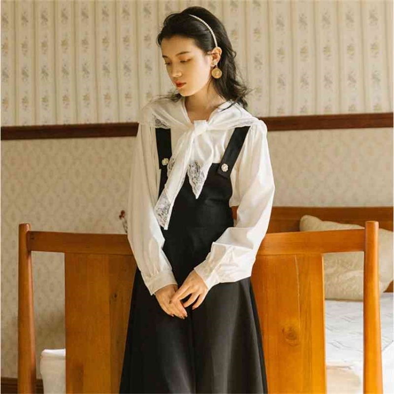 Spring 2 Piece Outfits Top and Strap Dress Skirt Set Mid-calf Women Full Sleeve White Cotton Lace Blouse Shirt 210603, Gray
Spring 2 Piece Outfits Top and Strap Dress Skirt Set Mid-calf Women Full Sleeve White Cotton Lace Blouse Shirt 210603, Gray