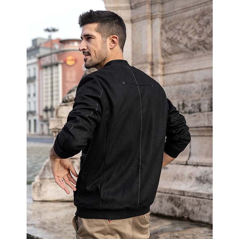 KUEGOU Autumn Men's jacket Slim Black Men Bomber Cardigan Jacket Fashion Contracted Leisure Baseball Zipper Top UW-0762 210524