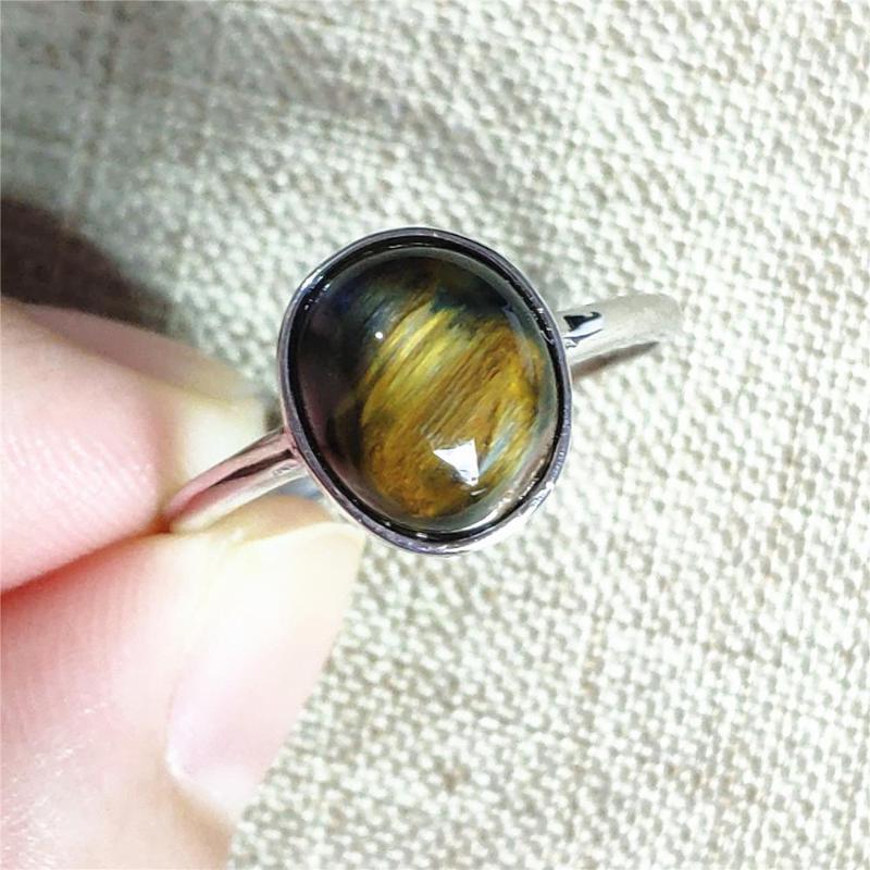 

Cluster Rings Genuine Namibia Natural Pietersite Yellow Adjustable Ring 15x12mm Chatoyant Oval 925 Sterling Silver