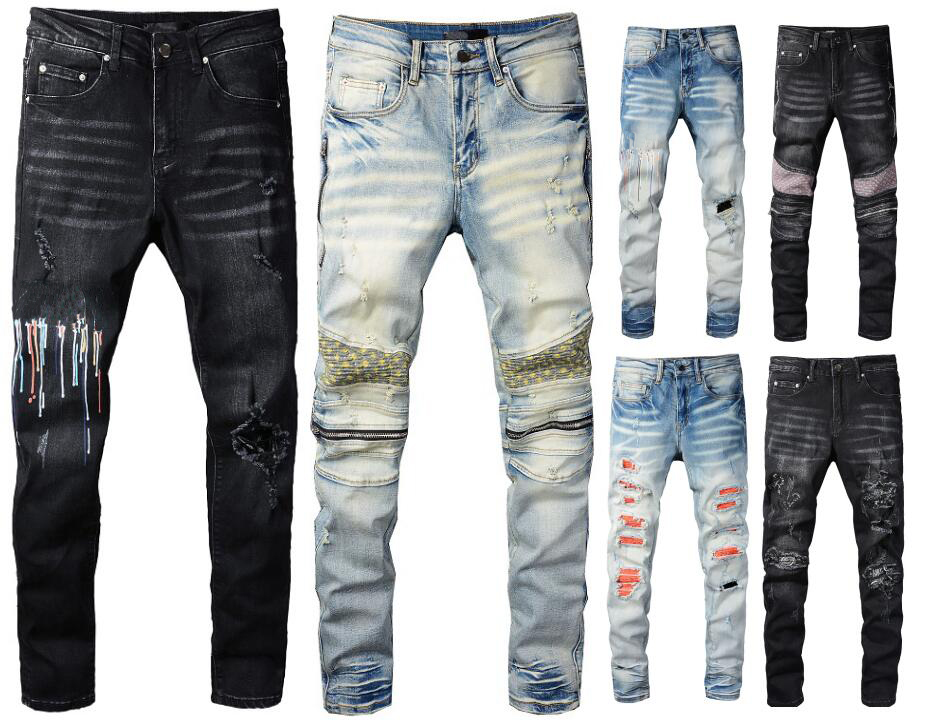 High Quality Mens Luxury Design Jeans Classical Distressed Motorcycle Biker Jean Rock Skinny Ripped Holes Stripes Famous Designer Denim Long Pants-2, Blue
High Quality Mens Luxury Design Jeans Classical Distressed Motorcycle Biker Jean Rock Skinny Ripped Holes Stripes Famous Designer Denim Long Pants-2, Blue