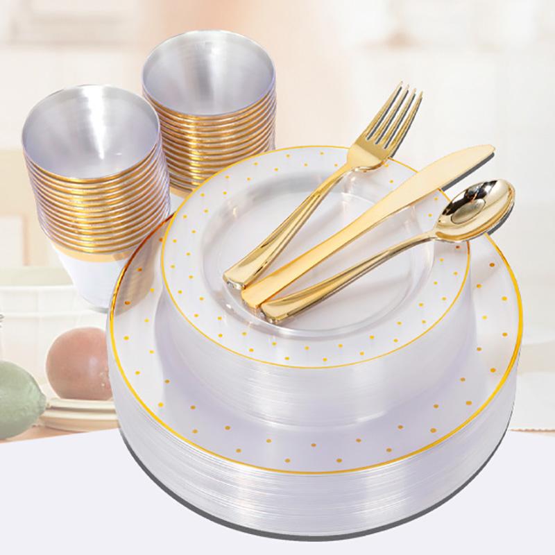 60pcs/lot Bronzing Dot Plastic Party Disposable Tableware For Wedding Plate Cup Prom Decor Supplies Dinnerware
60pcs/lot Bronzing Dot Plastic Party Disposable Tableware For Wedding Plate Cup Prom Decor Supplies Dinnerware