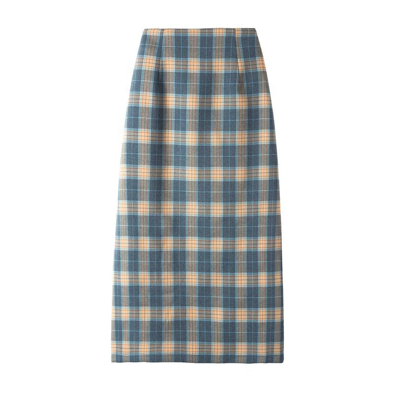 Wonder Autumn Midi woman Skirt Vintage Plaid Female Split Skirts Casual Street Lady High Waist Bottoms 210510