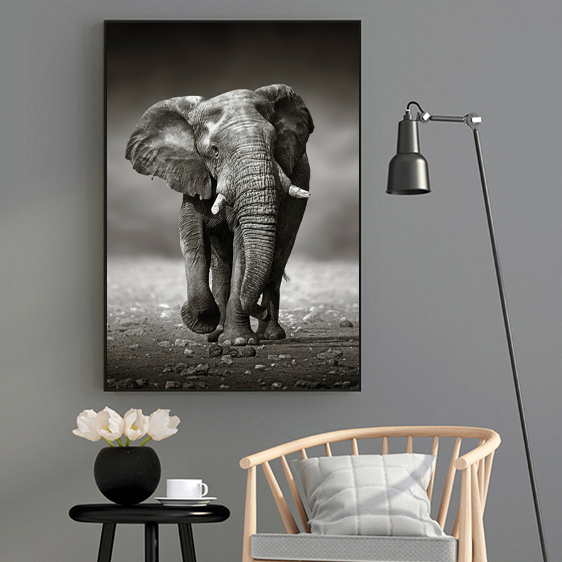 Elephant Posters Wall Painting For Living Room Home Decor Black And White Animal Canvas Pictures Prints NO FRAME