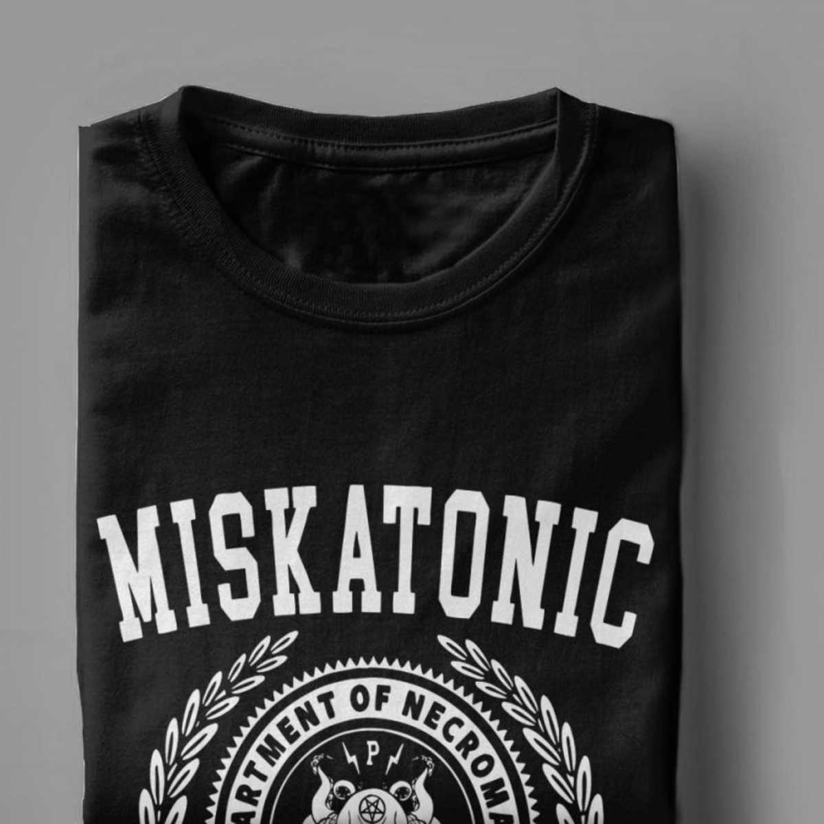 Cthulu And Lovecraft Miskatonic University Tee Shirt Men Call Of Cthulhu Necronomicon Funny Tees Crewneck Cotton Tops T 210629