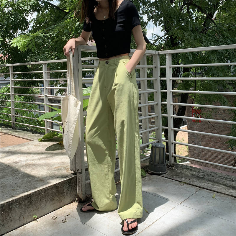 Wonder elegant long loose pants vintage high waist wide leg female casual street bottoms 210510
