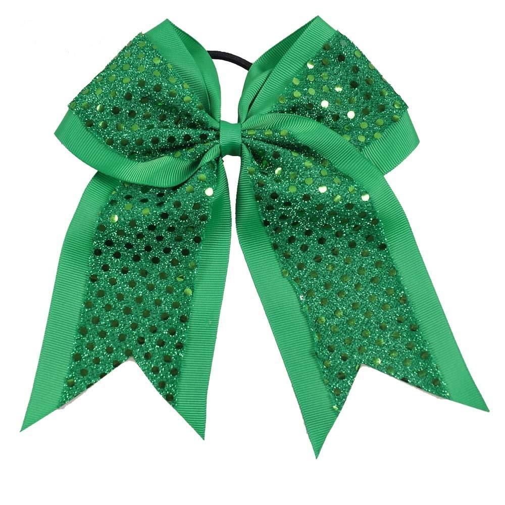 2021 SALE 30 Pcs/lot 8" Girls Sequin Cheer Bow With Elastic Band,Handmade Bling Cheer Bow,Cheer Bow With Ponytail DROP SHIPPING