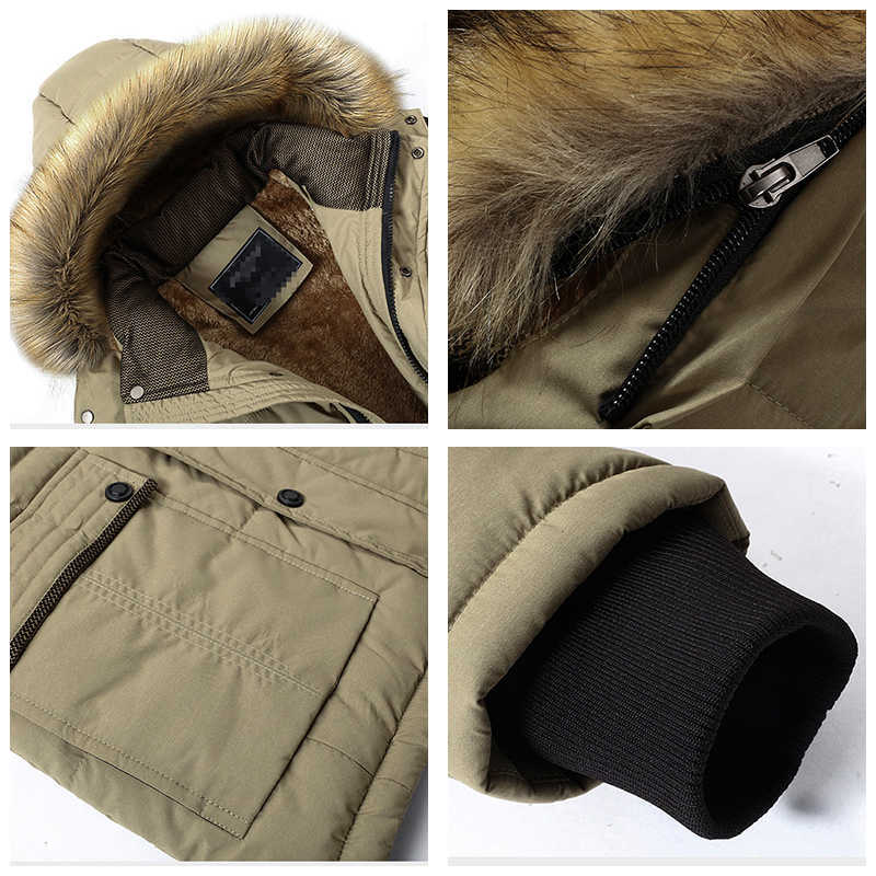 Men Autumn Winter Warm Thick Fleece Parkas Men Waterproof Hooded Fur Collar Parka Jacket Coat Men Fashion Casual Parkas 211014