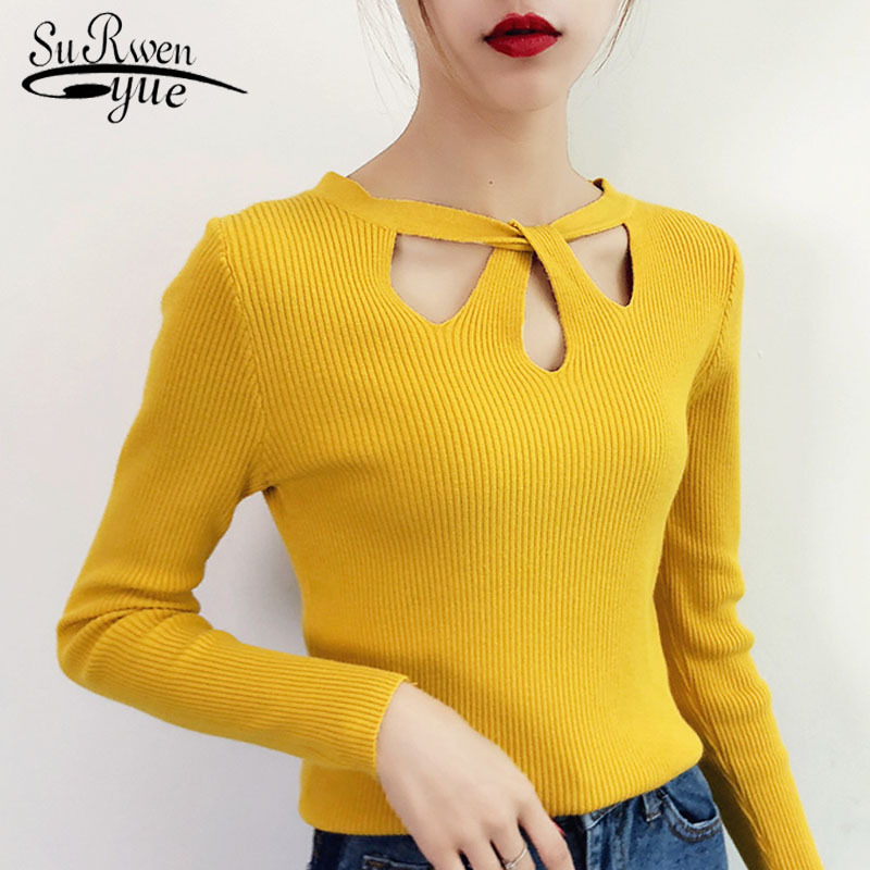 Knit Sweater Women Pullovers Autumn/winter Sweaters Office Lady O-Neck Solid Computer Knitted Long Sleeve 5222 50 210508