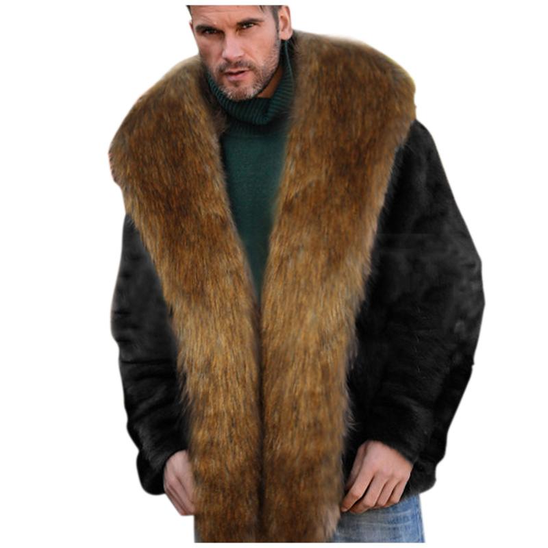 Men's Jackets Winter Thicken Faux-Fur Outwear Outercoat With Long-Woolen Trim Stylish Colorblock Outside Loose Coat Jacket For Men, Black;brown
Men's Jackets Winter Thicken Faux-Fur Outwear Outercoat With Long-Woolen Trim Stylish Colorblock Outside Loose Coat Jacket For Men, Black;brown