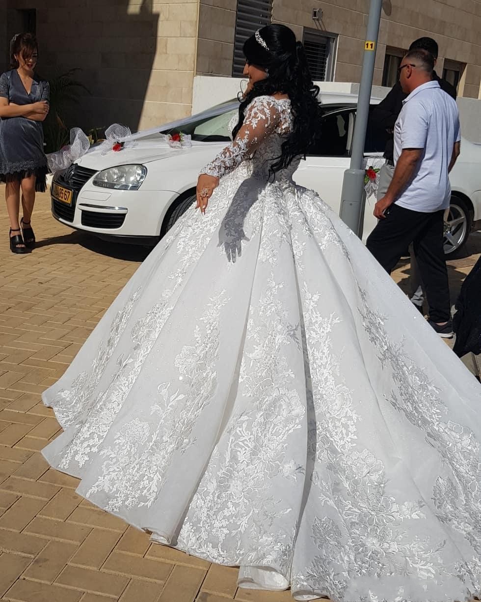 2021 Gorgeous Arabic Aso Ebi A Line Wedding Dresses Bridal Dress Plus Size Luxurious Lace Crystal Beaded Long Sleeves Vintage Weddings Gowns Corset Ba