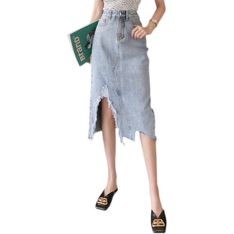 Fashion Women's Denim Skirt Spring/Summer High Waist Bag Hip A-line Sexy Thin Hole Split One Step 210520, The picture color
Fashion Women's Denim Skirt Spring/Summer High Waist Bag Hip A-line Sexy Thin Hole Split One Step 210520, The picture color